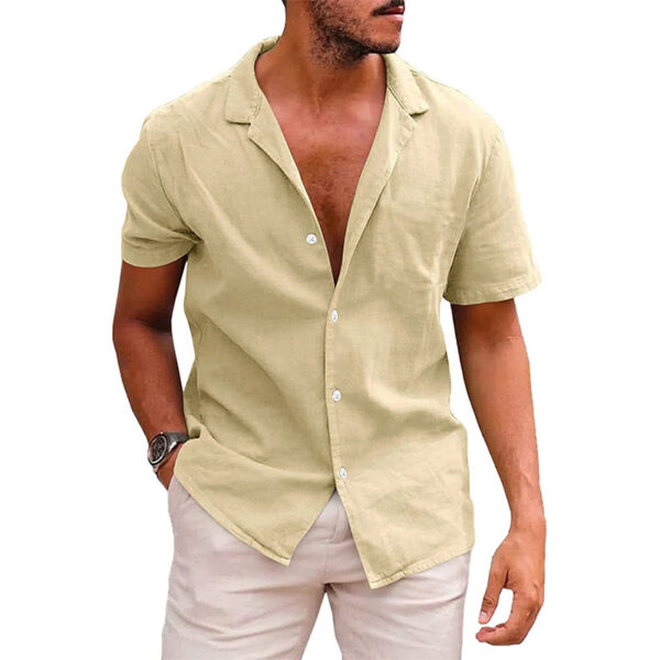 Men's Tops Casual Button Down Shirt Short Sleeve Beach Shirt Summer Mens Clothing - Image 8