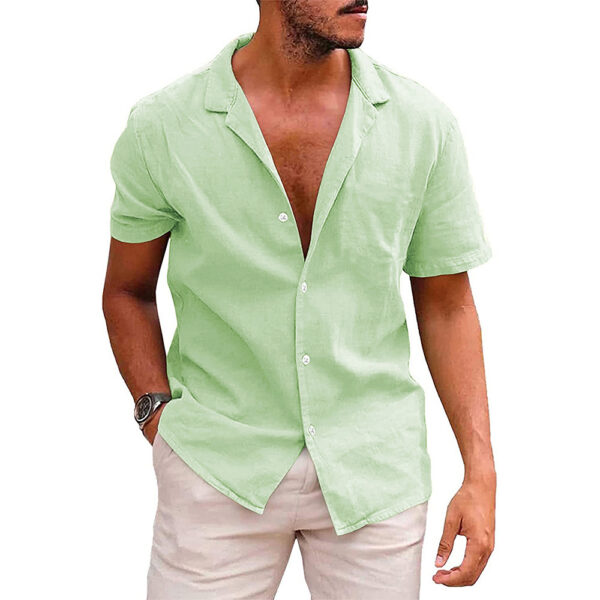 Men's Tops Casual Button Down Shirt Short Sleeve Beach Shirt Summer Mens Clothing - Image 4