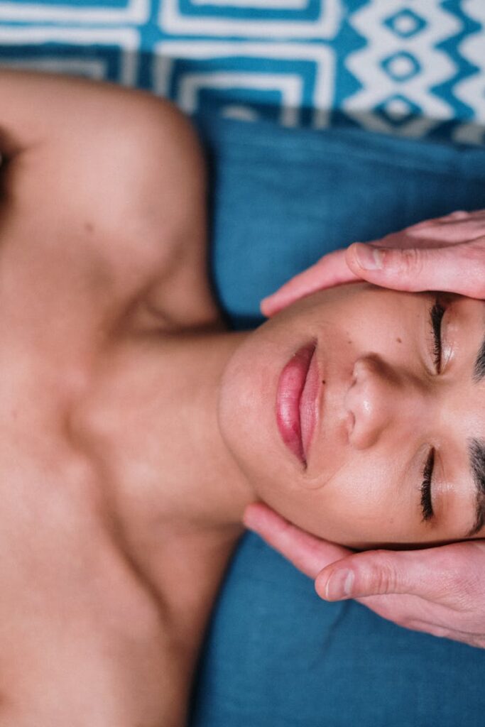 A peaceful spa facial massage promoting relaxation and skincare wellness.